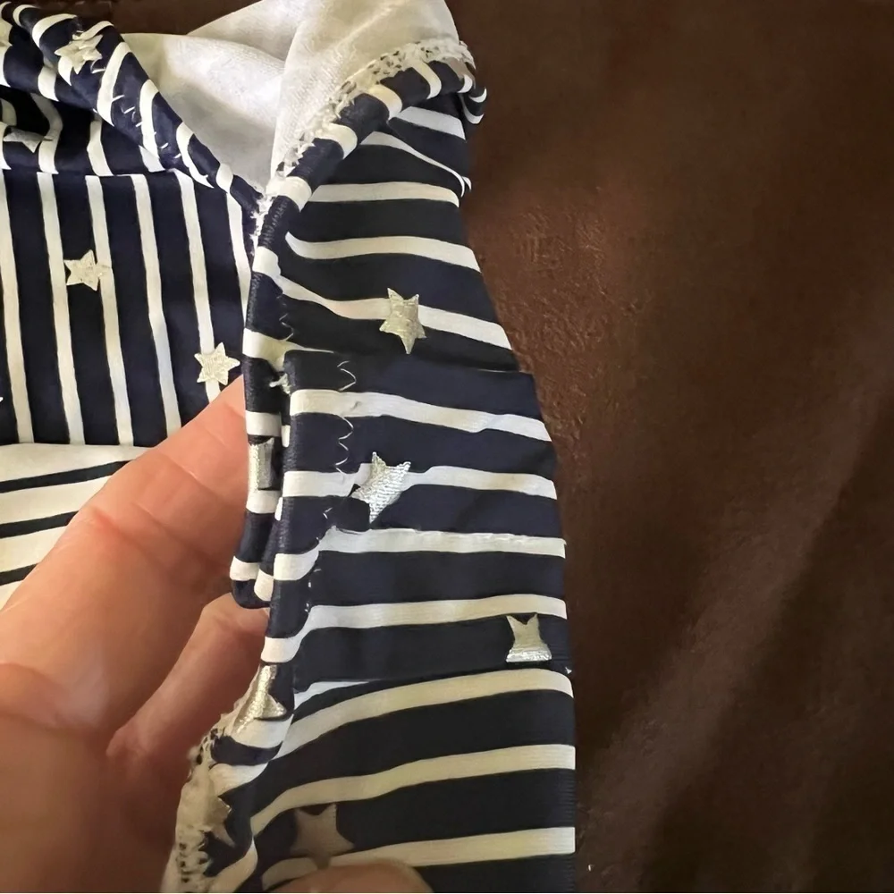 Jessica Simpson blue stars & stripes one piece swimsuit, has been ALTERED, M-L.